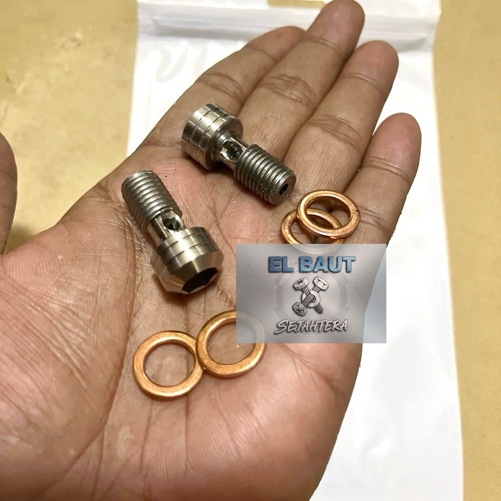 BAUT BANJO NEPEL KALIPER SELANG REM L STAINLESS