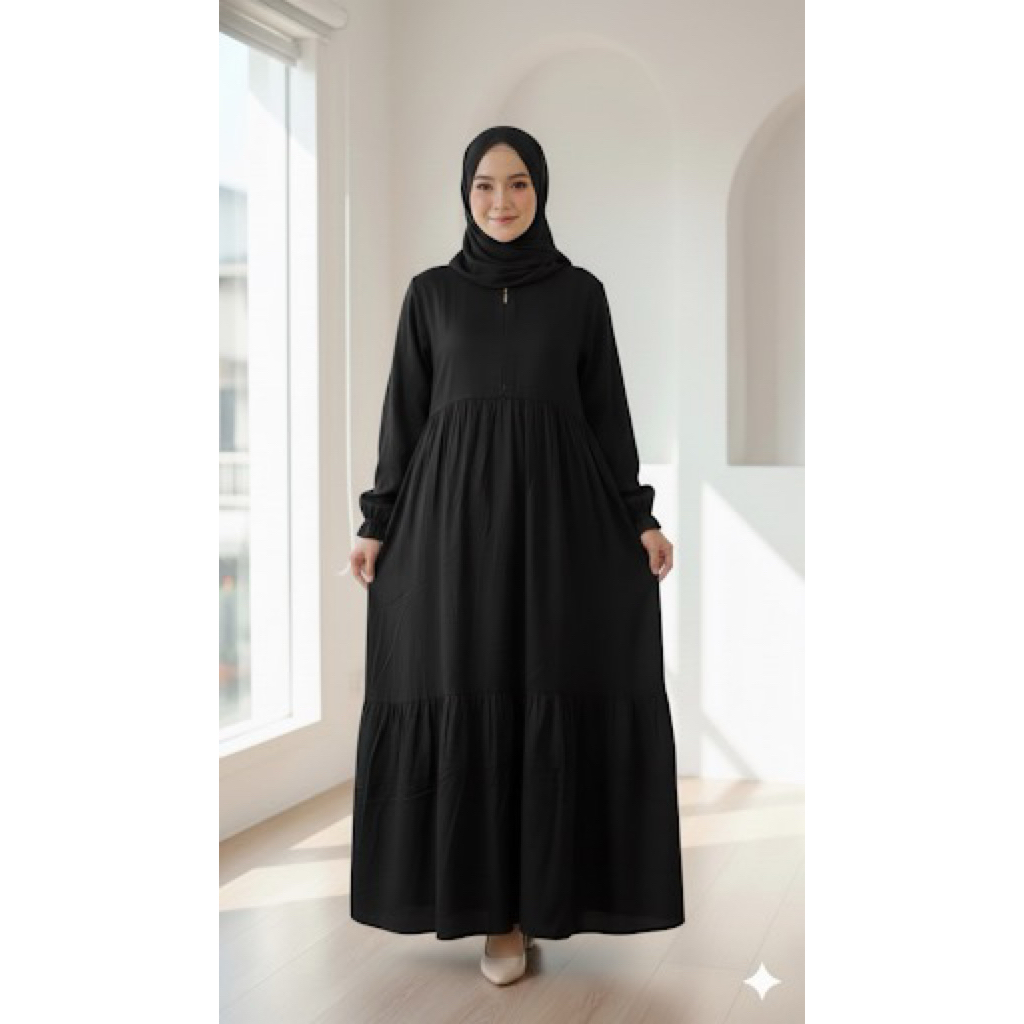 promo Gamis Midi Susun Polos Rayon premium Daily Adem – LD 120 Jatuh & Nyaman Harian