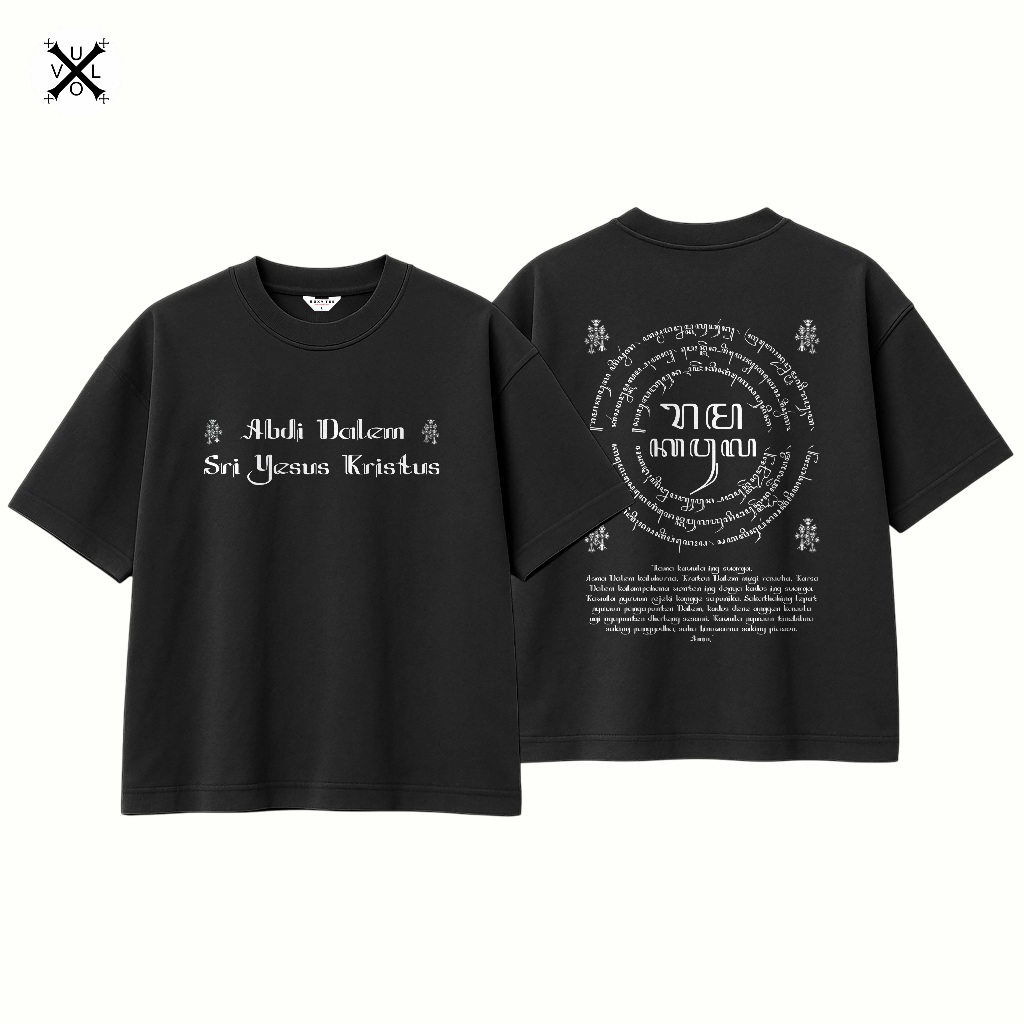 Kaos Doa Bapa Kami Aksara Jawa - Boxy Oversized, Unisex, Cotton Combed 24s 200+GSM