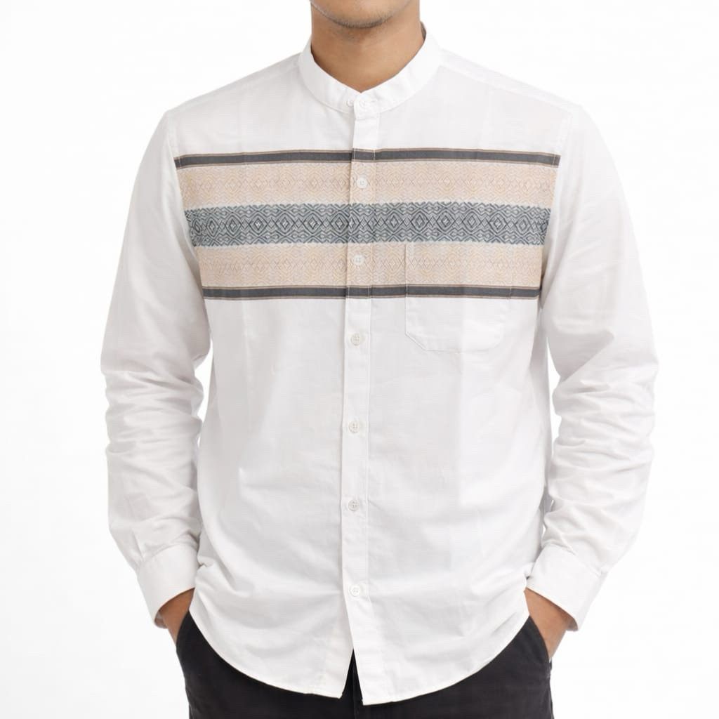 Kemko Kemeja Koko Pria Lengan Panjang Bahan Katun Baju Koko Slimfit