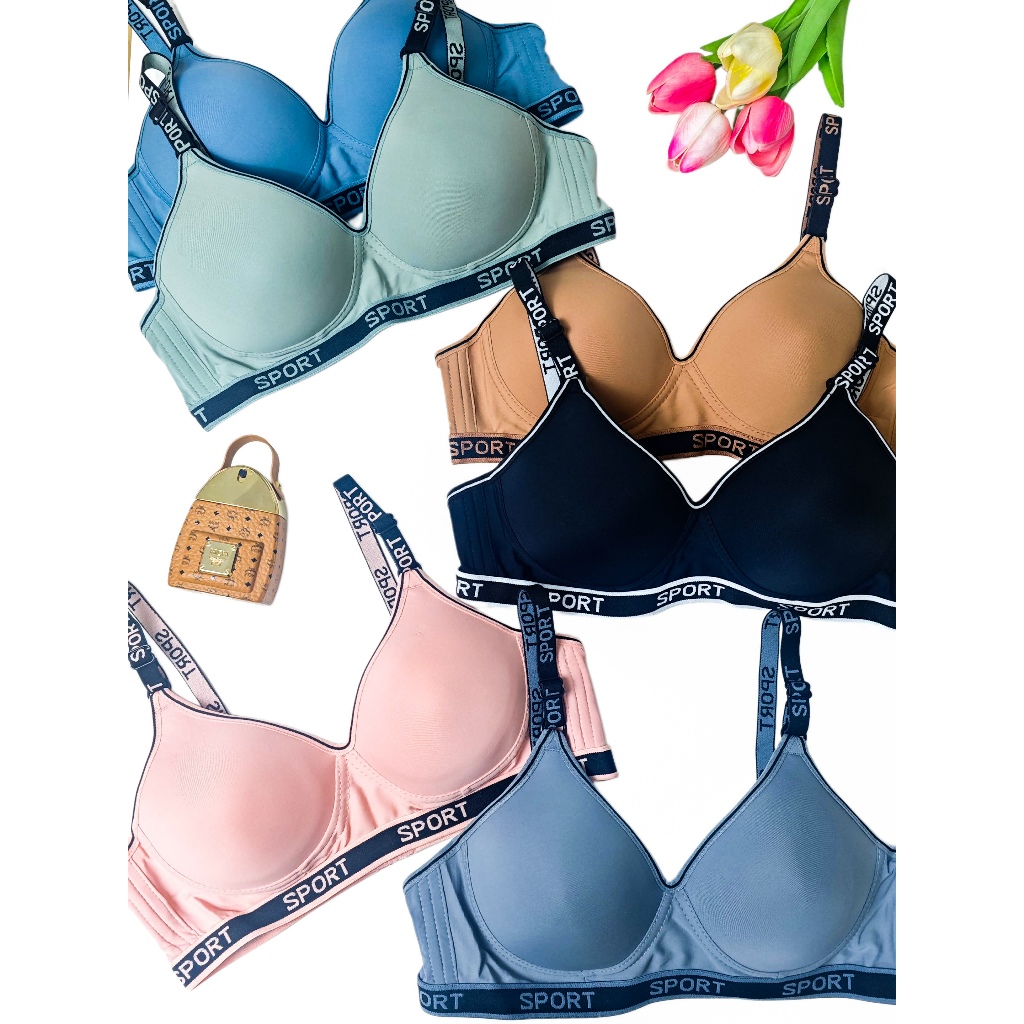 BH Import Bra Sporty UK 36 - 42 Bra Tanpa Kawat Kait 3 Lembut Nyaman Pakaian Dalam Wanita Import Pre
