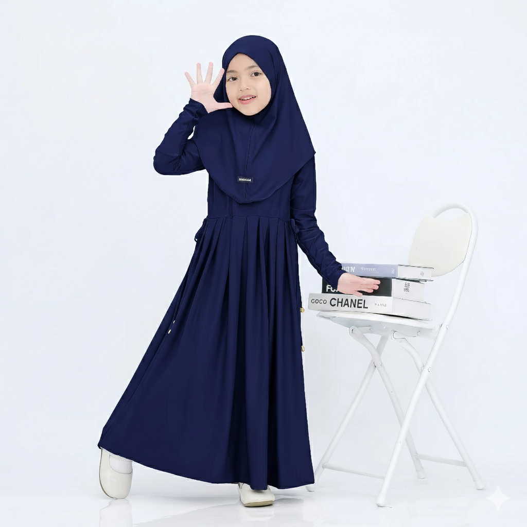 HAURA Baju Gamis Anak Perempuan / Gamis Anak Navy