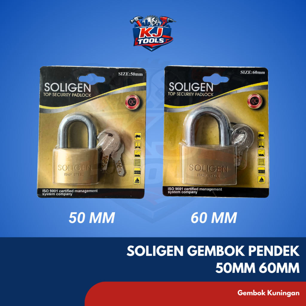 SOLIGEN Gembok Kuningan Pendek 50mm 60mm