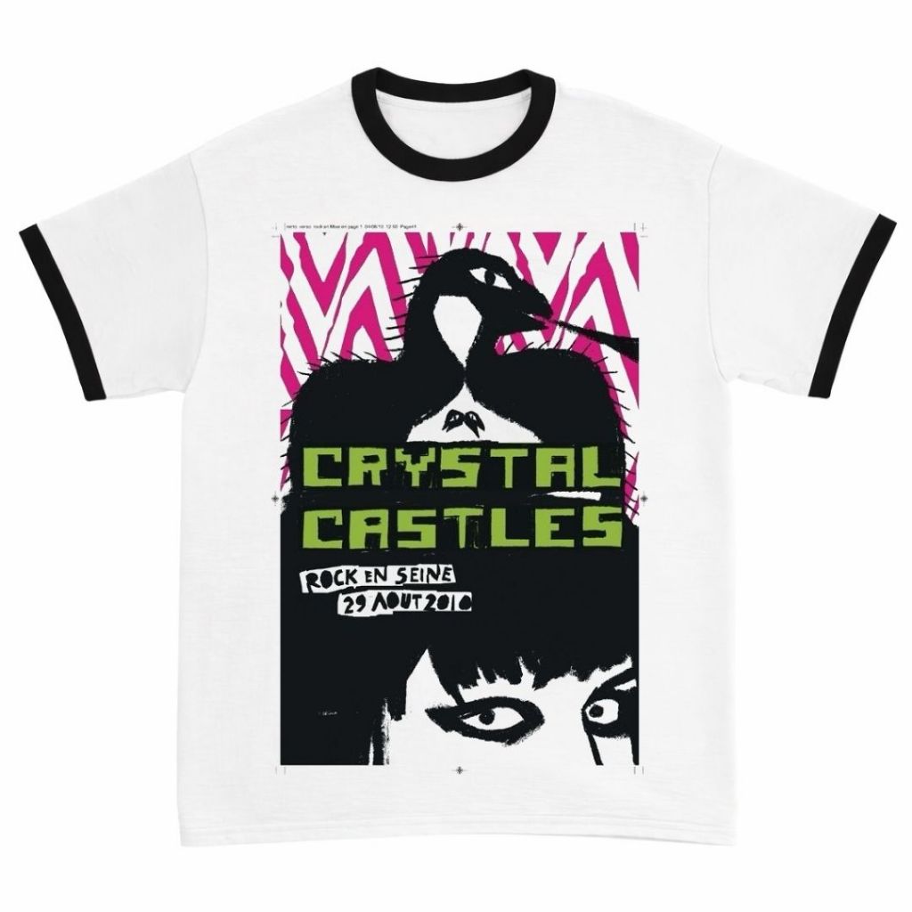 Psycho Crucify "Crystal Castles" Ringer Tee | List Red / Black | Katun 24s | Kaos Pria Wanita