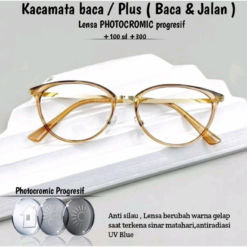 Kacamata Progresif Photocromic Wanita | Kacamata Baca dan Jalan | Kacamata Baca plus 1770 kacamata P