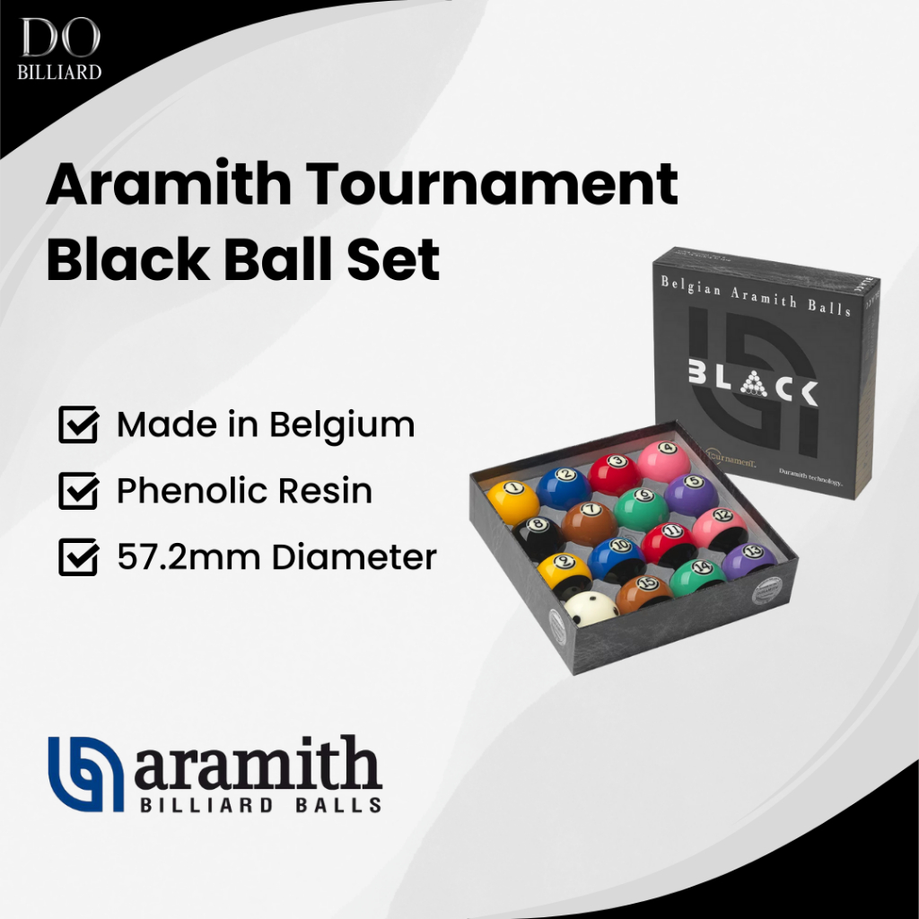 Bola Billiard ARAMITH BLACK TOURNAMENT BALL SET 9 Feet / Set Bola Billiard 9 Feet Aramith Black Bill