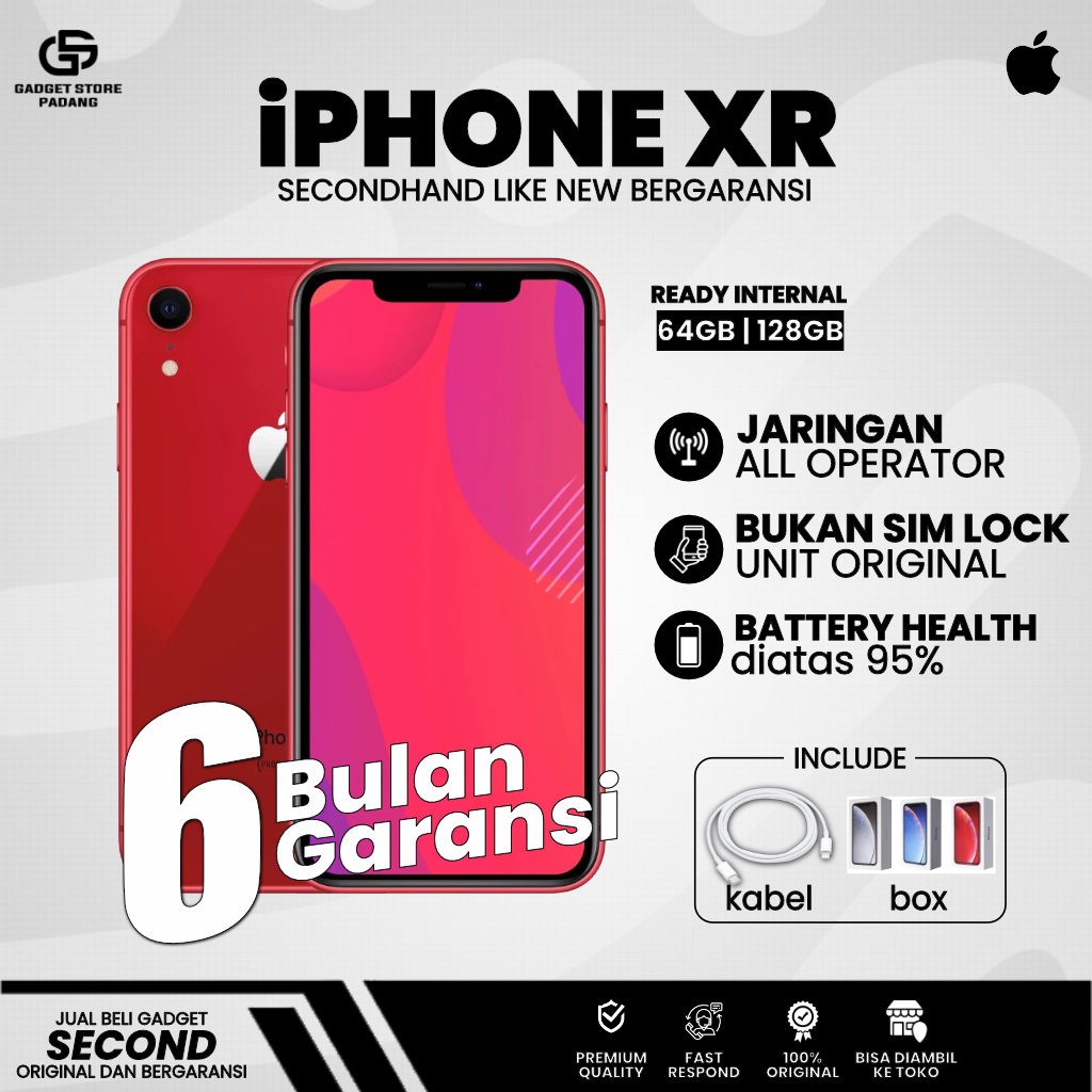 iPhone XR 256GB 128GB 64GB Second All Operator Bea Cukai Bekas Like New Original Bergaransi