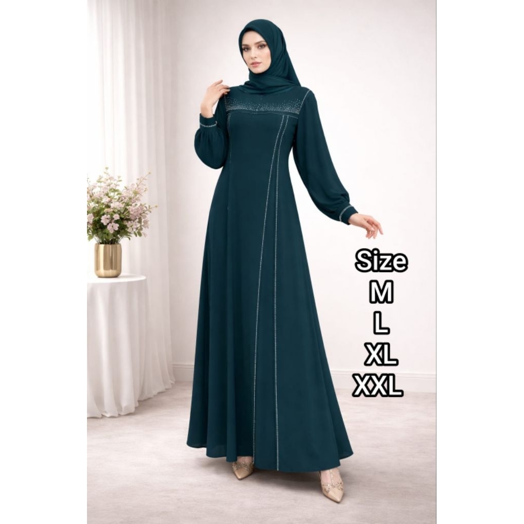 Gamis Ceruty Babydoll mix Swarovski//Anisa Dress//Gamis jumbo//Gamis terbaru//Gamis wanita//Gamis le