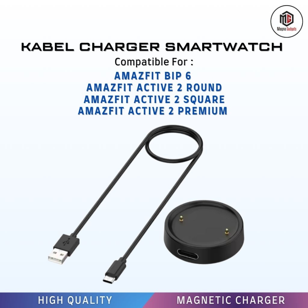 Kabel USB Magnetic Charger Amazfit BIP 6 & Amazfit Active 2 | Dock Charger Amazfit BIP 6 / Active 2