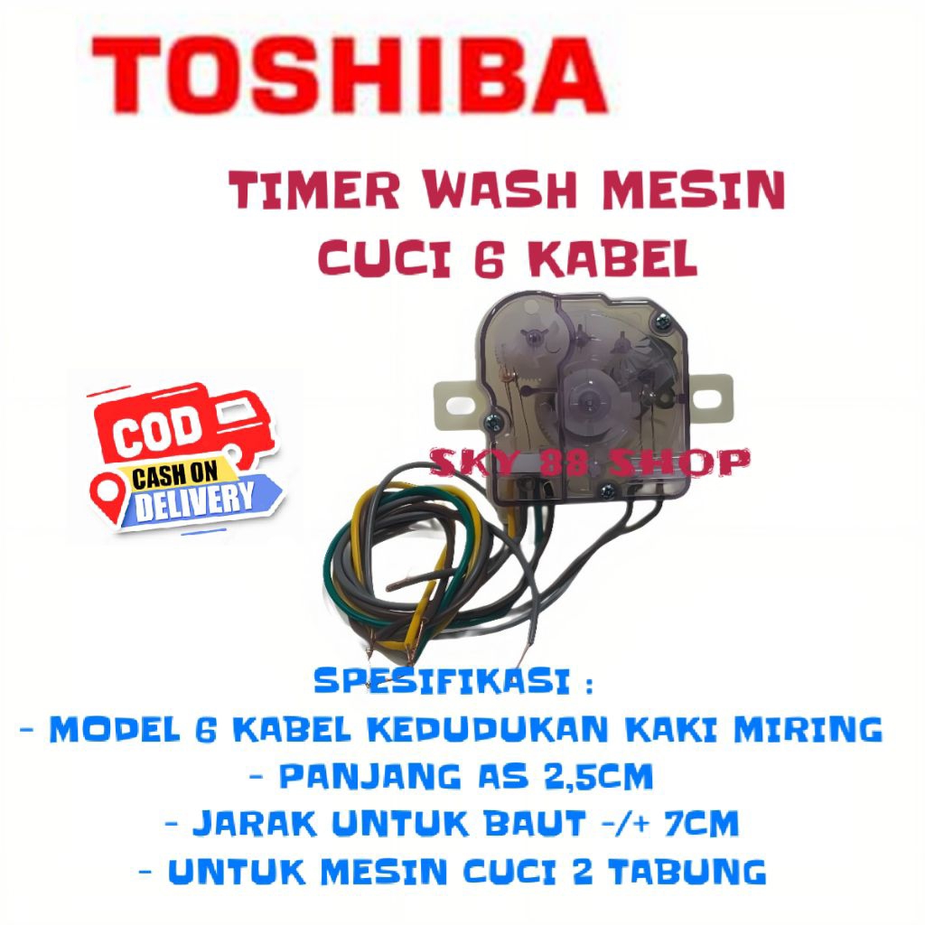 TIMER 6 KABEL ( 4 + 2 ) MESIN CUCI TOSHIBA 2 TABUNG - TIMER MESIN CUCI 6 KABEL