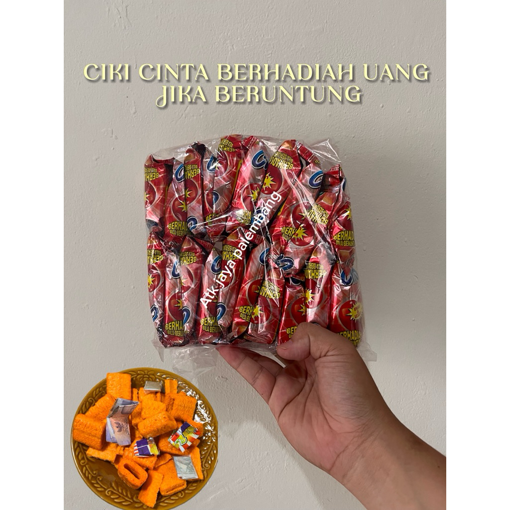 [Free Packing Kardus] Jajanan snack anak ciki cinta berhadiah uang jika beruntung isi 20 bungkus