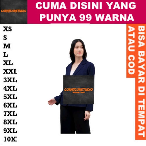 99 WARNA Jas Wanita Blazer Cewek Polos Kantor Kerja Formal Saku Kantong Pesta Wisuda BIRU NAVY DONGK
