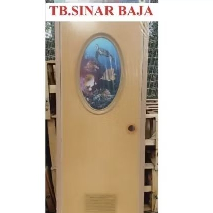 Pintu PVC Kamar Mandi Kaca Oval Jati Coklat / Pintu PVC / Pintu Kamar Mandi