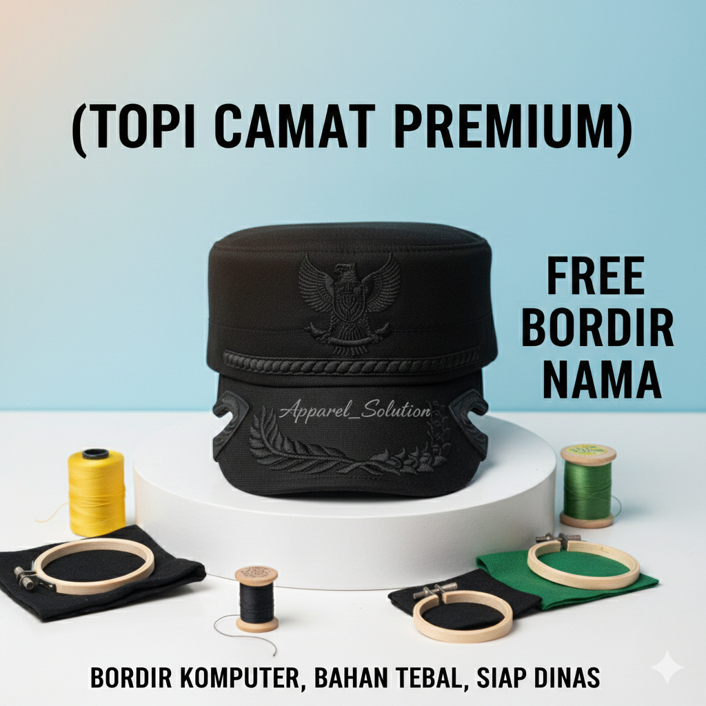 Topi komando garuda hitam Premium Model coak, free nama topi CAMAT / Kades