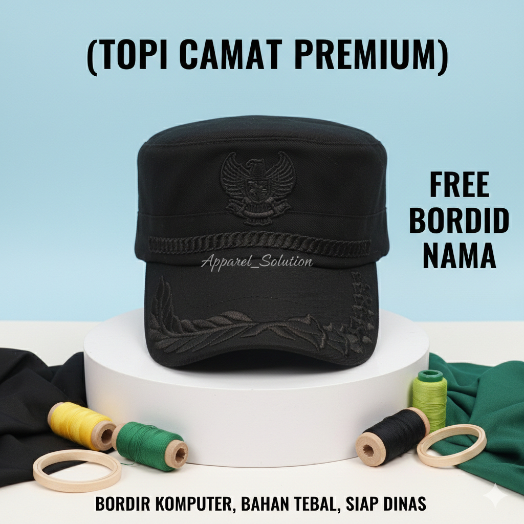 Topi komando garuda hitam Topi Camat Premium, free nama