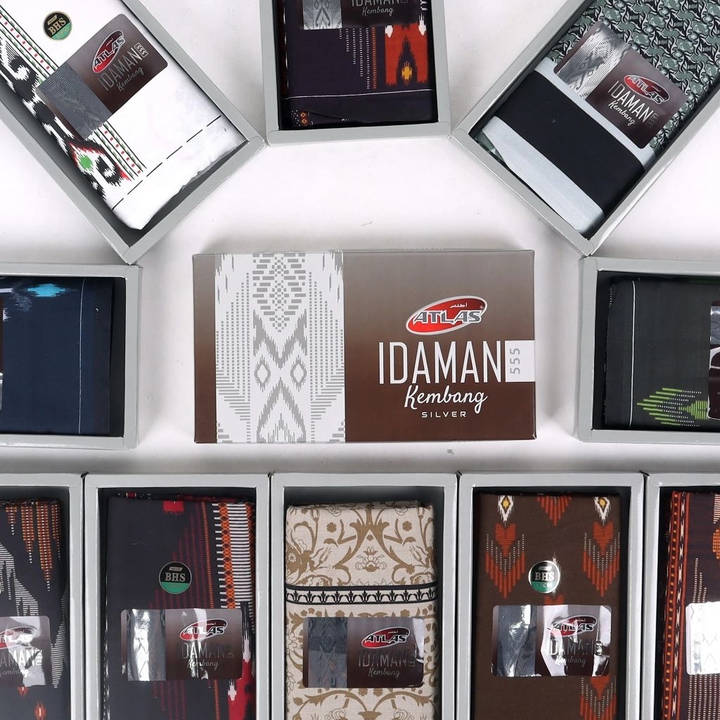 PER 10 PCS SARUNG ATLAS IDAMAN KEMBANG 555 SILVER /SARUNG ATLAS SILVER PREMIUM