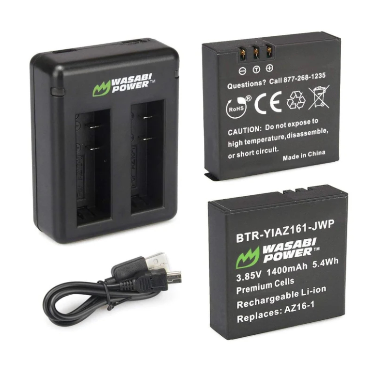 Wasabi Power Battery & Charger KIT for Xiaomi YI 360 VR 360VR YI360 YI360VR Baterai Kamera Action Ca