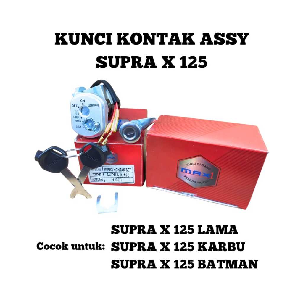 KUNCI KONTAK SET / KEY SET PLUS JOK MOTOR SUPRA X 125 / SUPRA X 125 KARBU / SUPRA X 125 BATMAN MAX1