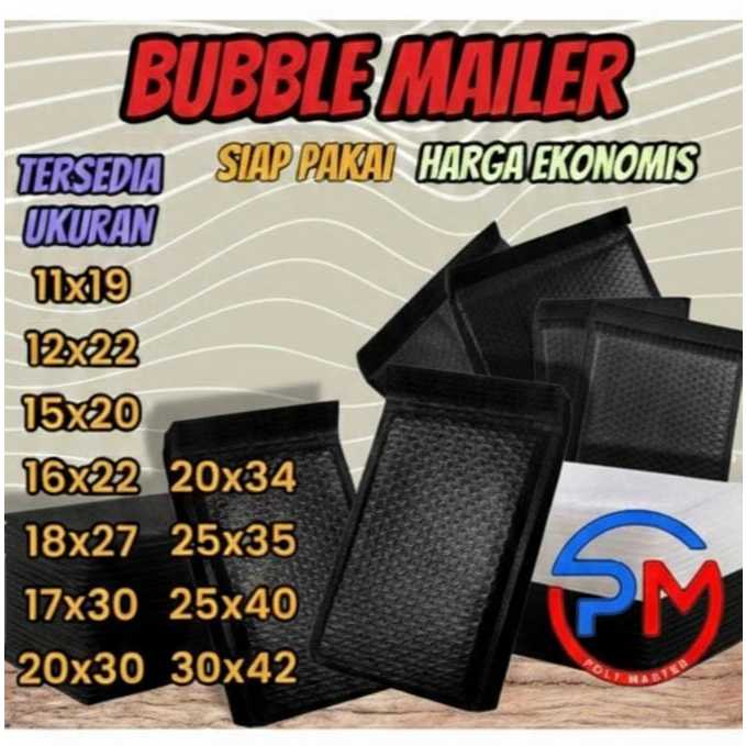 Bubble warp/Amplop bubble mailer hitam/ plastik bubble packing ukuran 11x19 / 12x22 / 15x20 / 16x22 