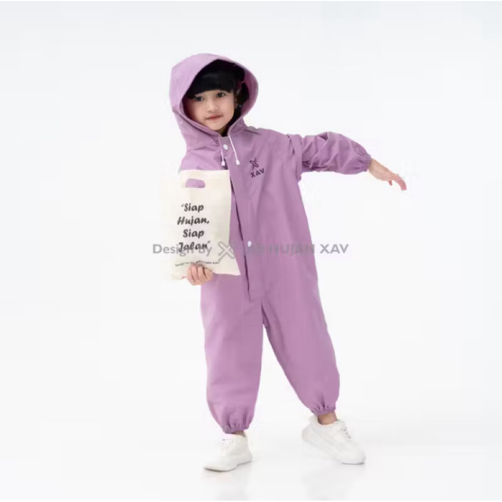 jas hujan anak model jumpsuit full body merek XAV preloved