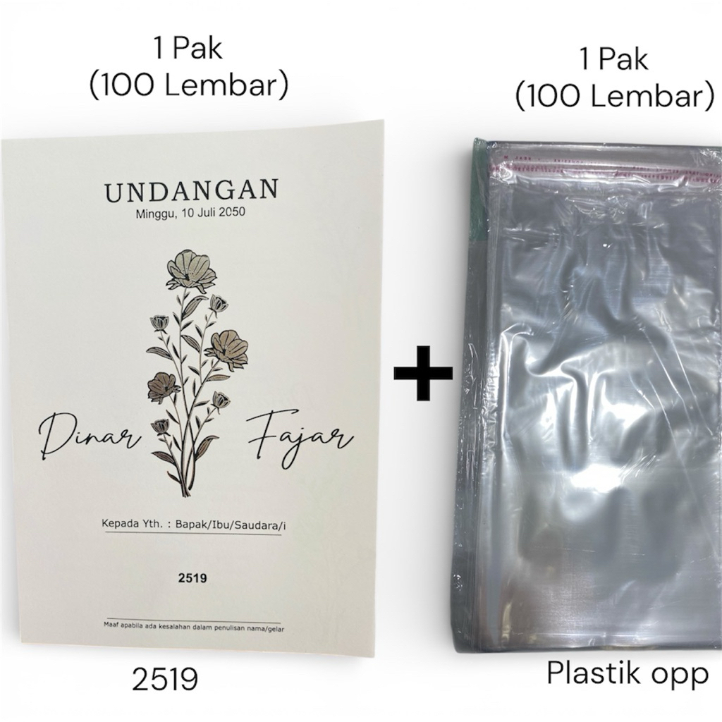 100 Lembar Blangko Erba 2519 + 100 Lembar Plastik Opp (Gratis File Setting)