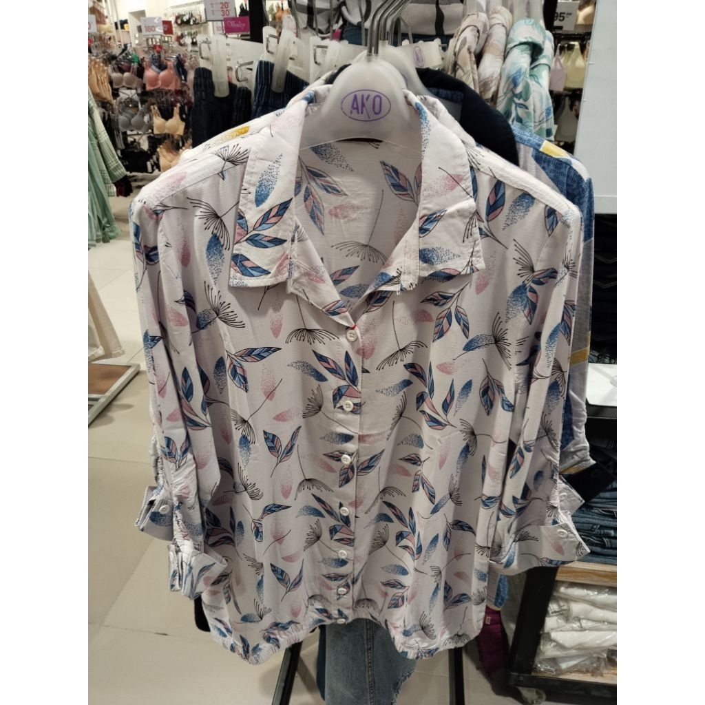 kemeja wanita ako rayon motif bunga