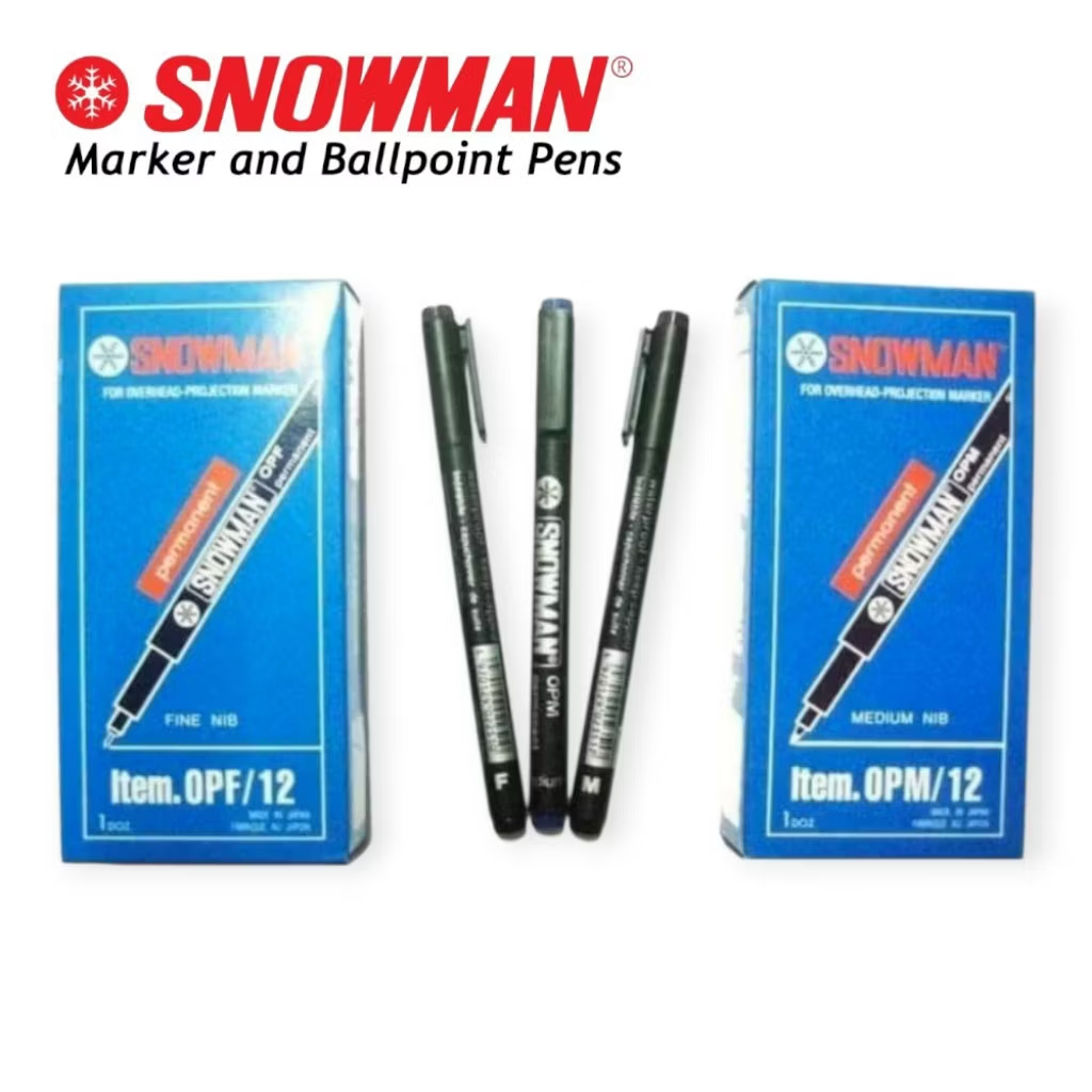 Spidol Snowman OHP F & M Permanent 12pcs/pak