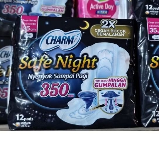 Softex Pembalut Charm Malam Safe Night 350cm Isi 12