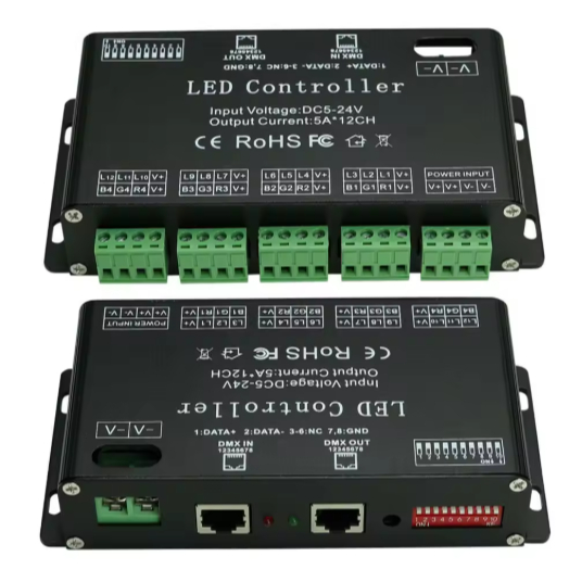 FF Controller LED DMX 512 Decoder 24 Channel RGBW - Decoder Digital Display 24CH
