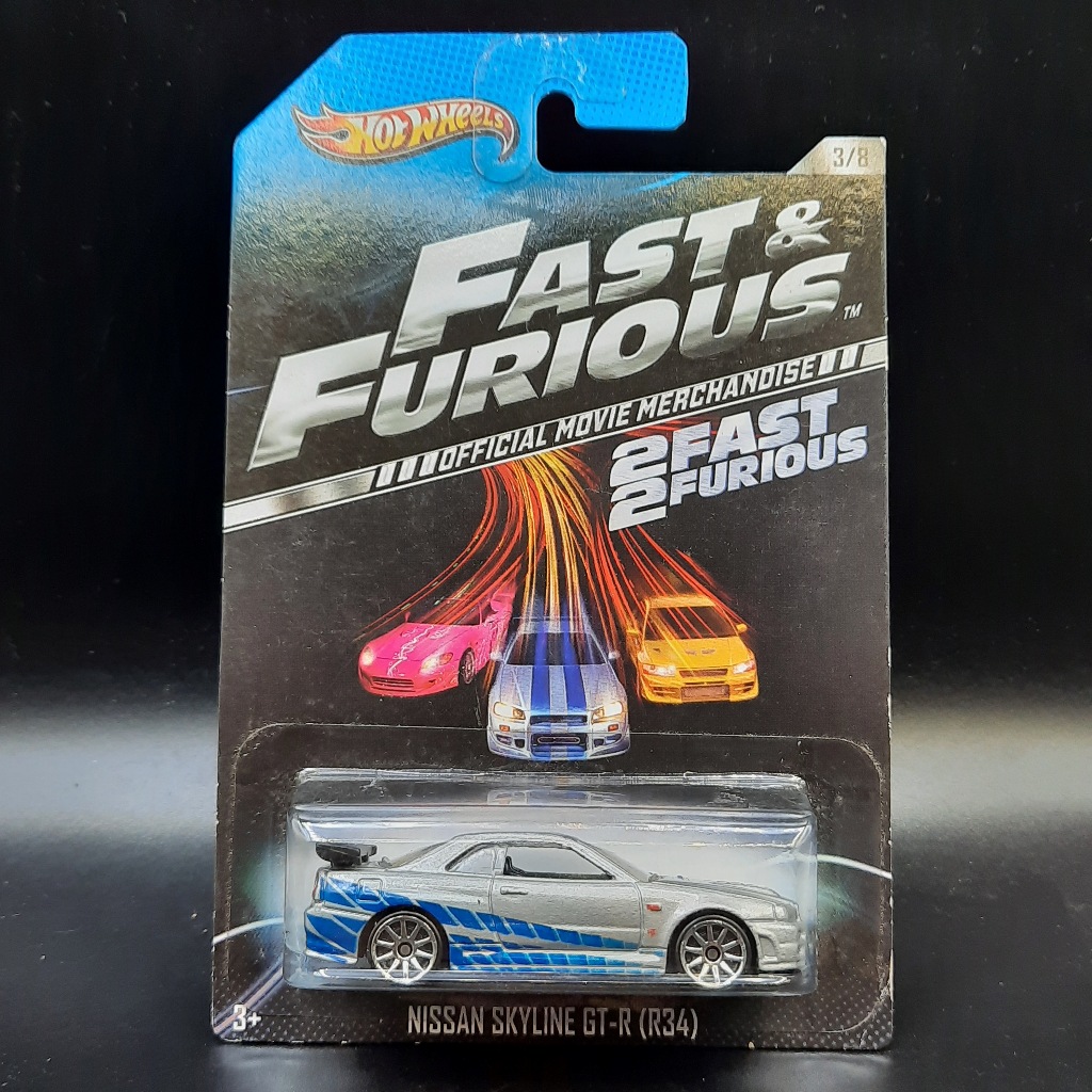 Hot Wheels Fast Furious OMM Nissan Skyline GT-R R34 Wing Hitam Plastik Soft Corner