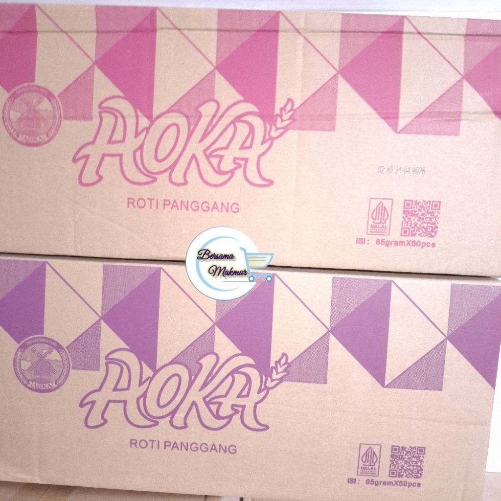 Roti panggang AOKA persegi isi selai 1 kardus