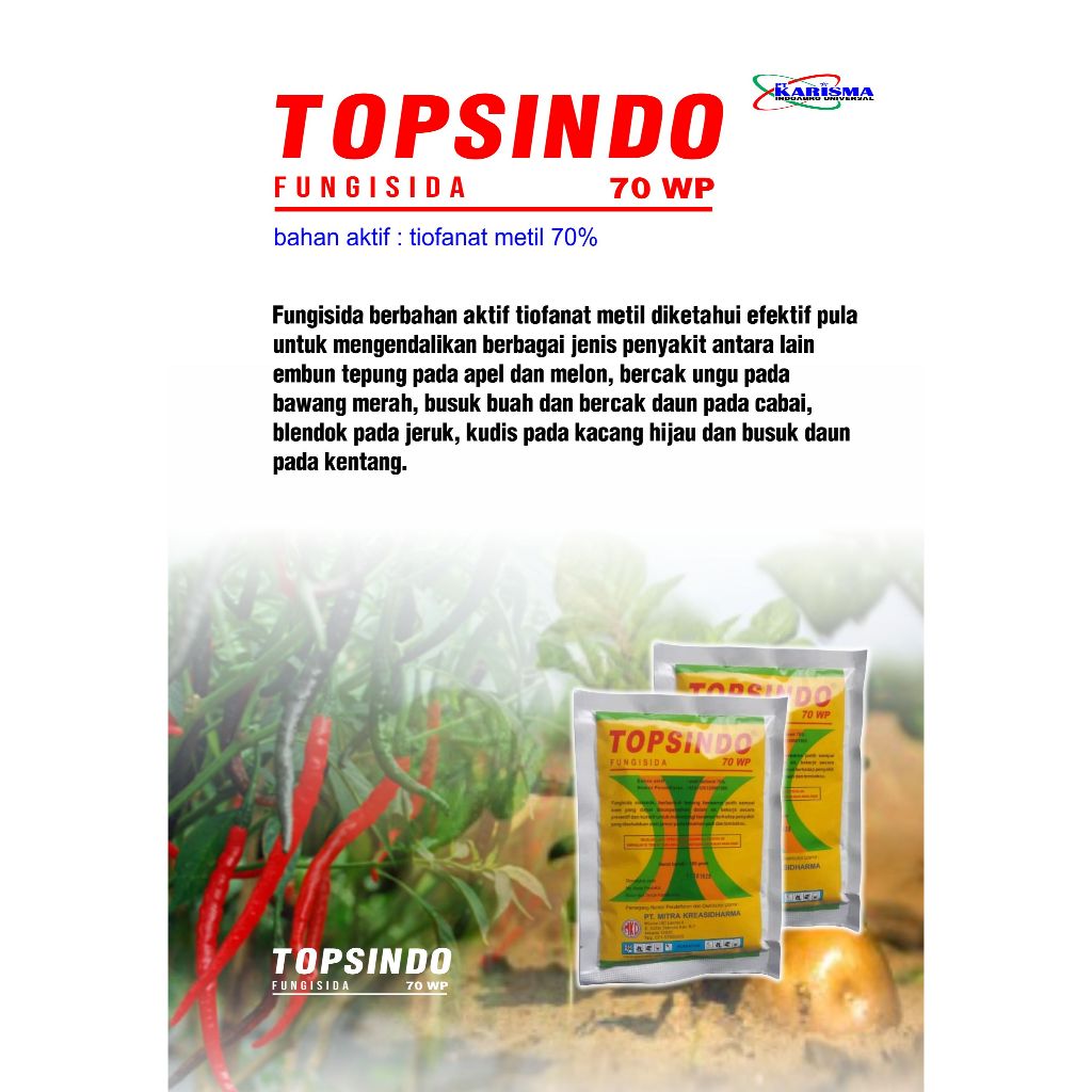 TOPSINDO 70 WP – Fungisida Protektif Pembasmi Penyakit Jamur/500gram