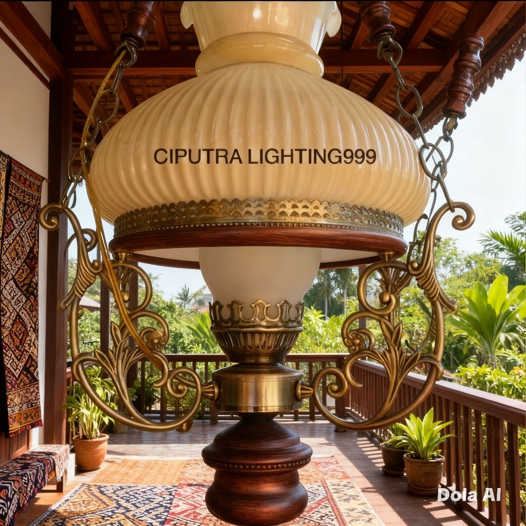 Lampu Gantung Hias Klasik Betawi + Kaca Semprong 1 Lampu Ruang Tamu Teras Elegan