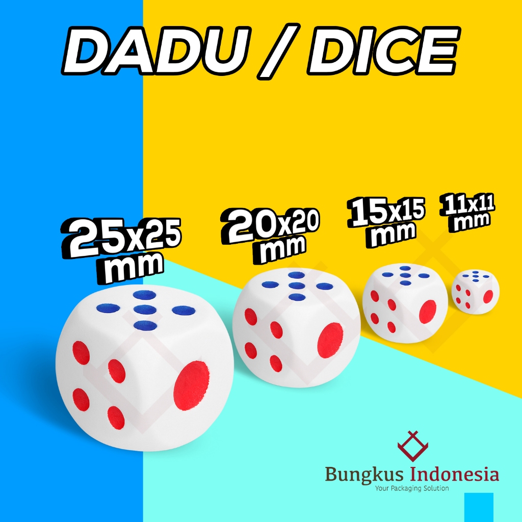 Dadu Ukuran 20x20mm / Dadu Plastik / Dadu Mainan Board Game
