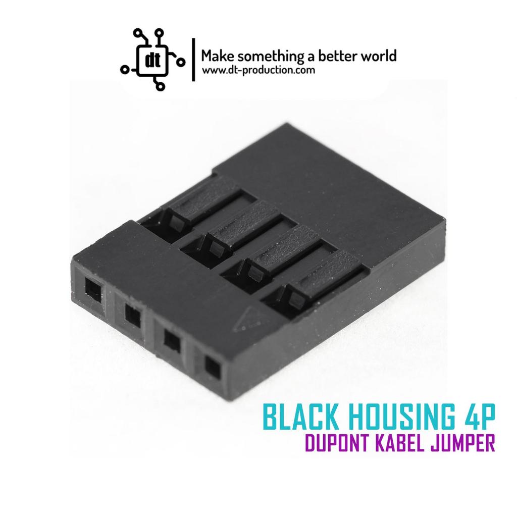 Black housing konektor dupont 4 pin 4p 2.54mm warna hitam