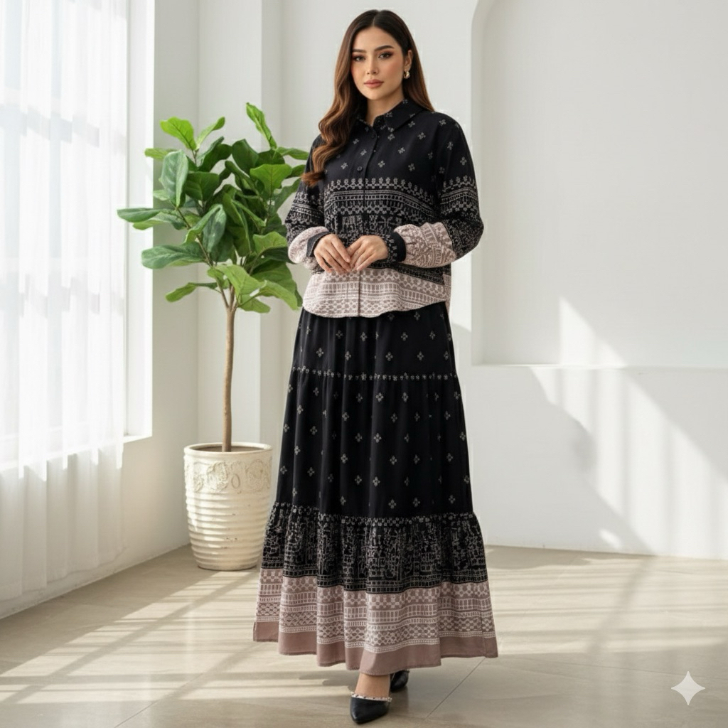 Setelan Rok wanita Kekinian - One Set Rok Rayon Premium ~ Setelan Kemeja  Rok Wanita ~ Setelan Wanit