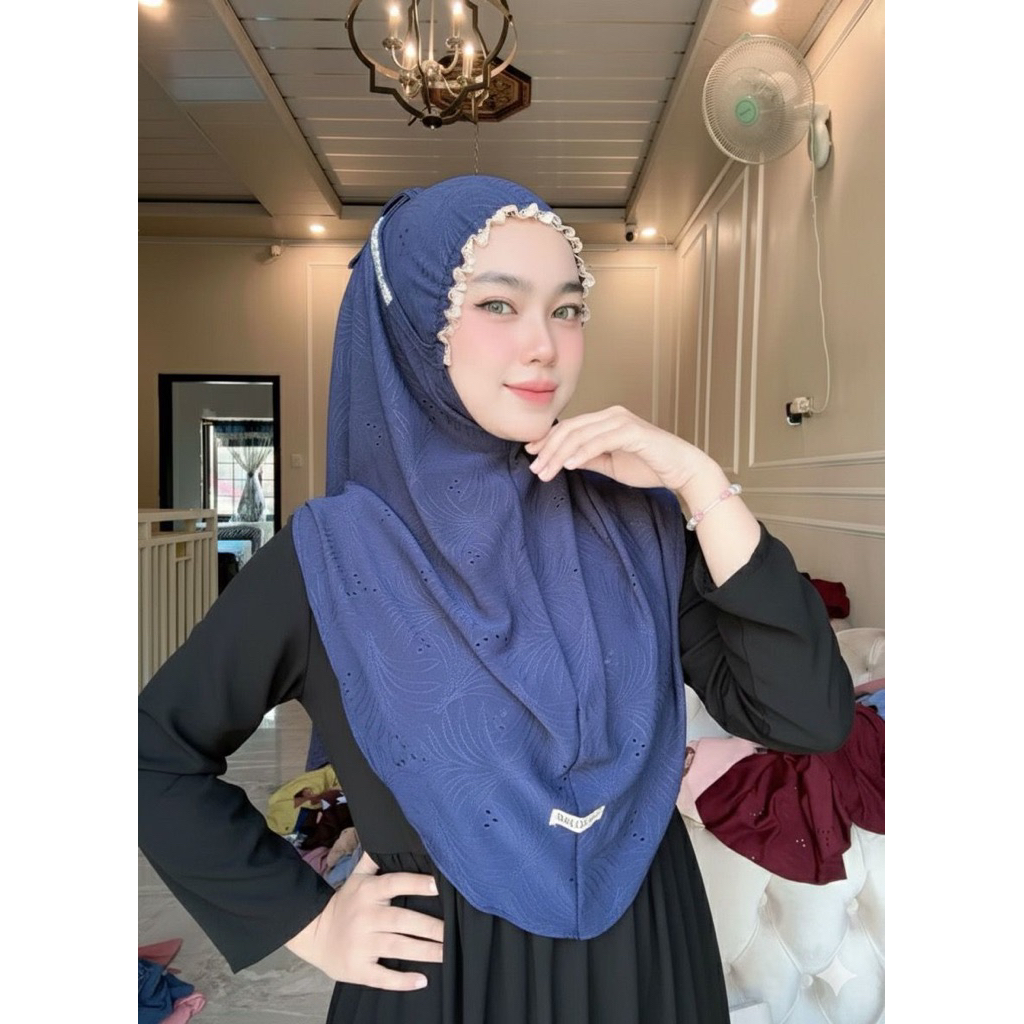BERGO KERUT TALI PAYET / BERGO KERUT TALI / HIJAB INSTAN KERUT / BERGO KERUT MOTIF