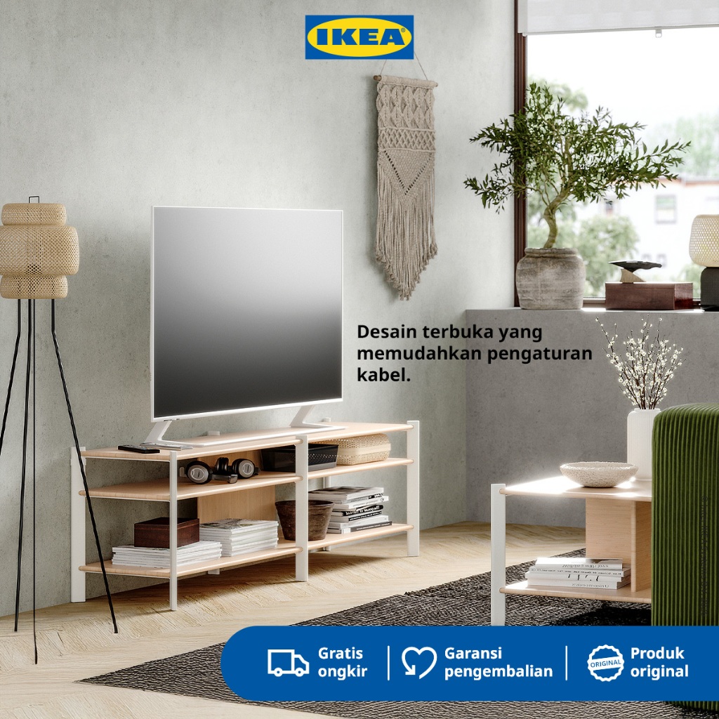 IKEA JATTESTA Meja TV Minimalis Dengan Penyimpanan Putih 160x40x49 cm