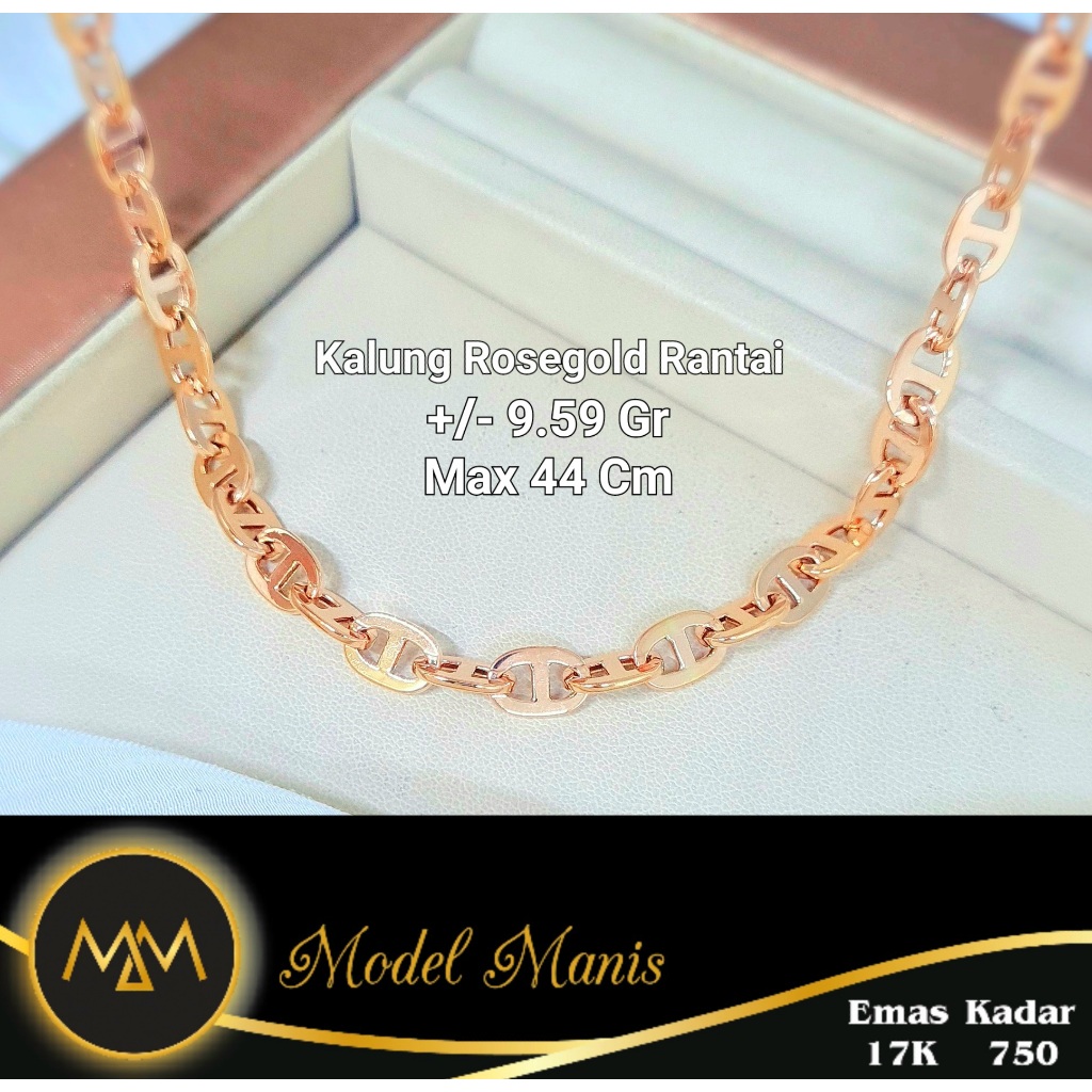 Kalung Serut Fashion Santa Italy Rosegold 750 kadar 17k