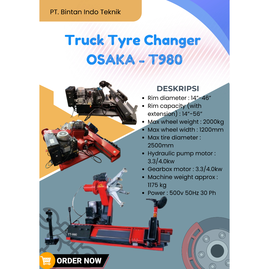 Mesin Pembuka Ban Truk Osaka Type T980 Tyre Changer Osaka