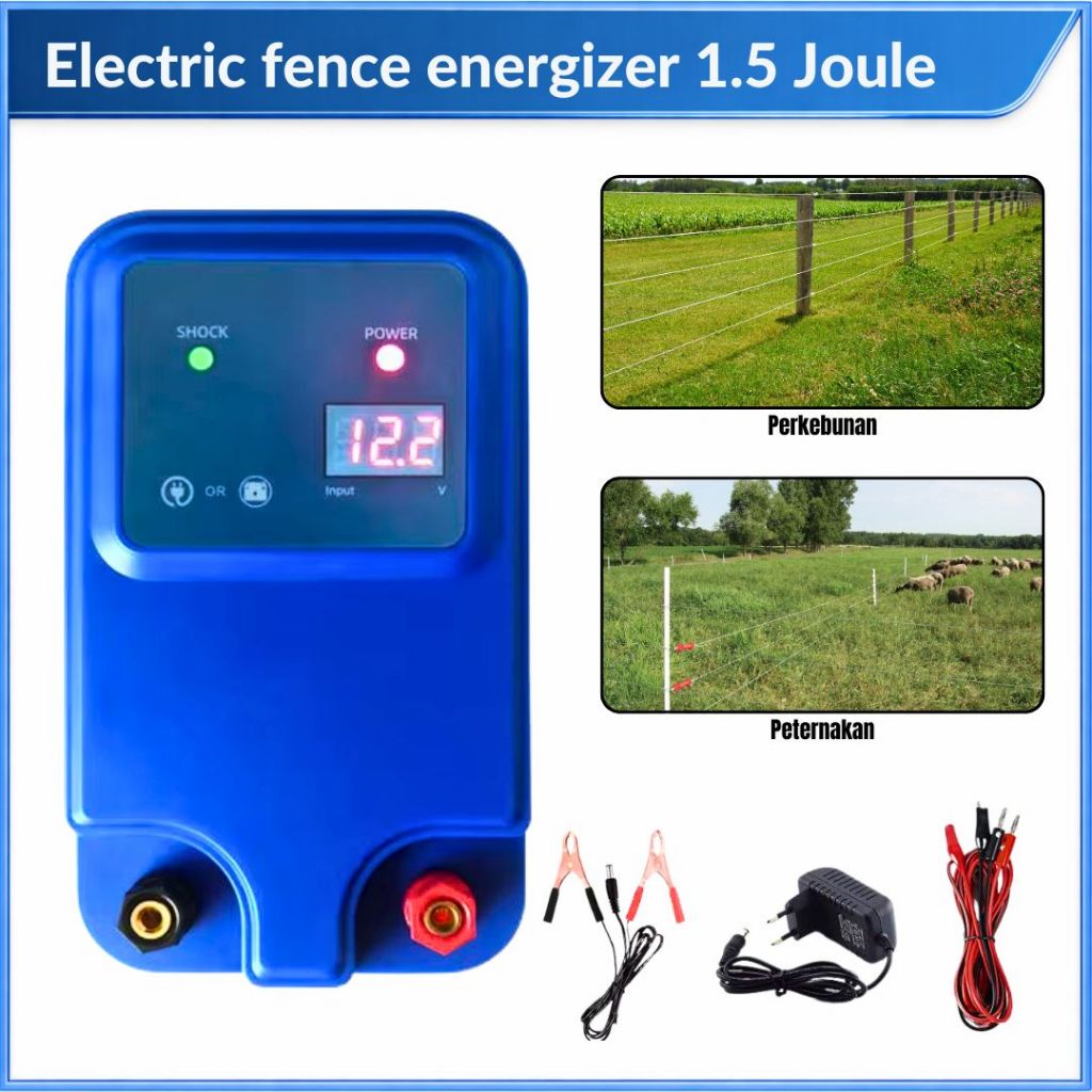 Pagar Listrik 1.5 Joule Electric Fence Energizer untuk Keamanan Ternak & Kebun