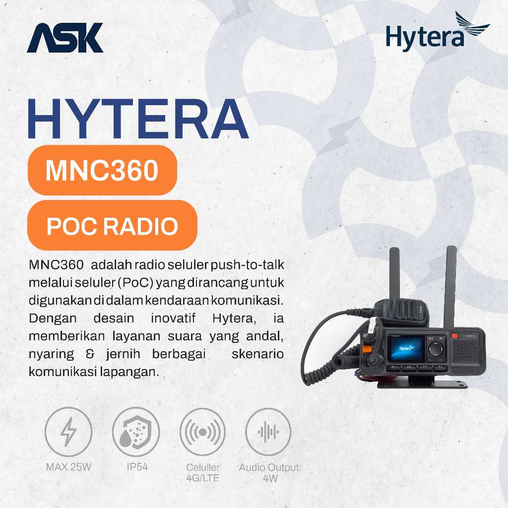 Radio Mobile POC MNC360 HYTERA / POC Radio Mobile MNC 360