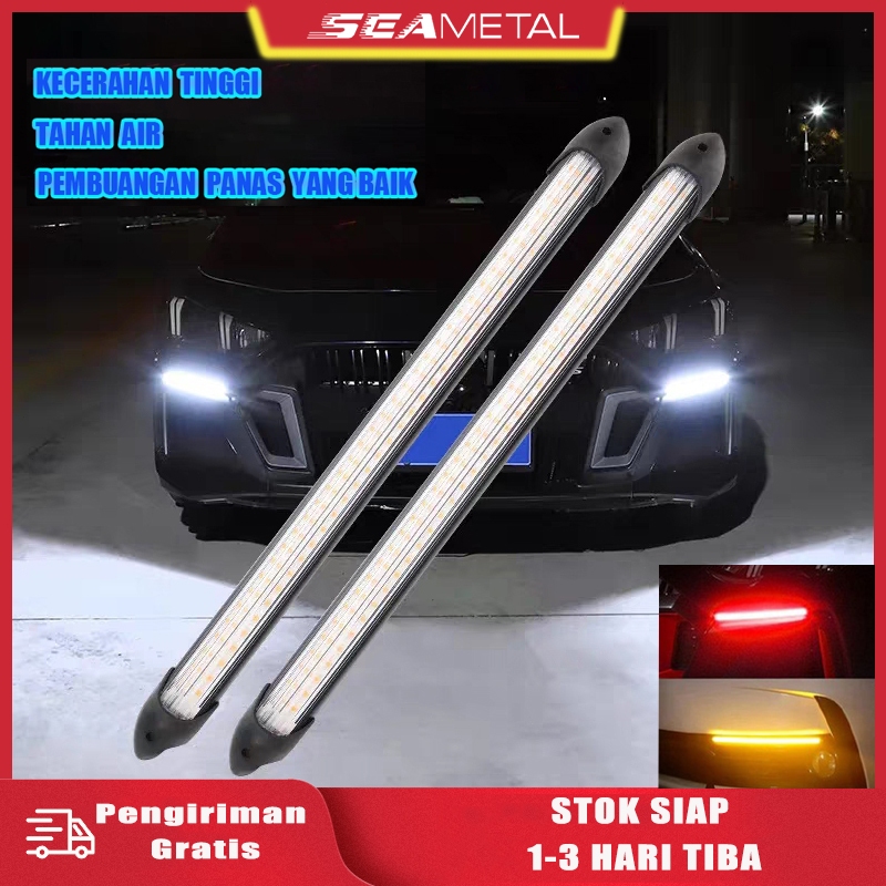 SEAMETAL Lampu Alis Mobil LED DRL 12V Universal 2PCS Lampu Sein Mobil Super Terang Waterproof
