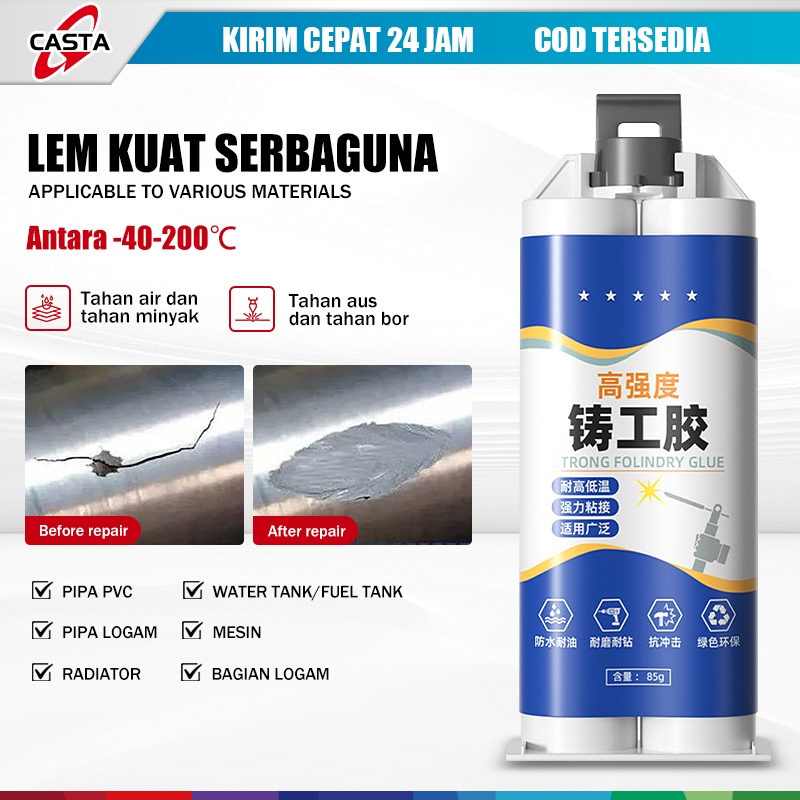 CASTA Lem AB 85g Besi Super Kuat Tahan Panas Untuk Perbaikan Tangki, Pipa, Radiator, Besi, Aluminium