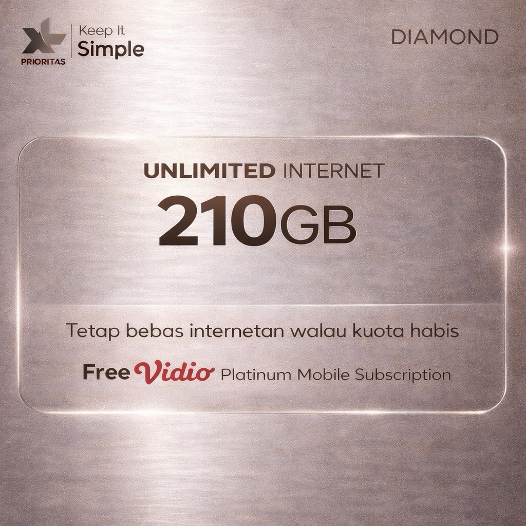 Kartu XL Prioritas Diamond 210GB/bln [eSIM] | Free Vidio Platinum | Aktif [Langsung Pakai]u