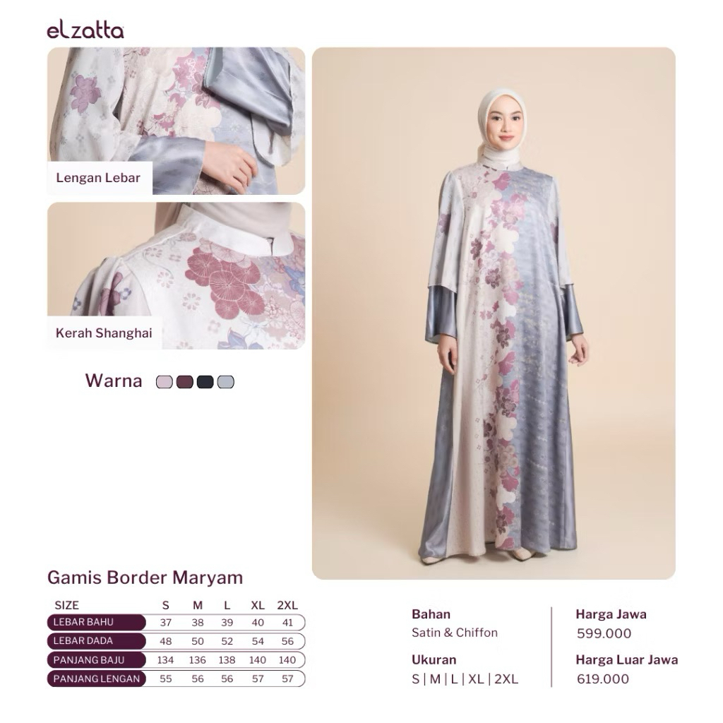 Gamis Border Maryam Sarimbit Elzatta Couple Family