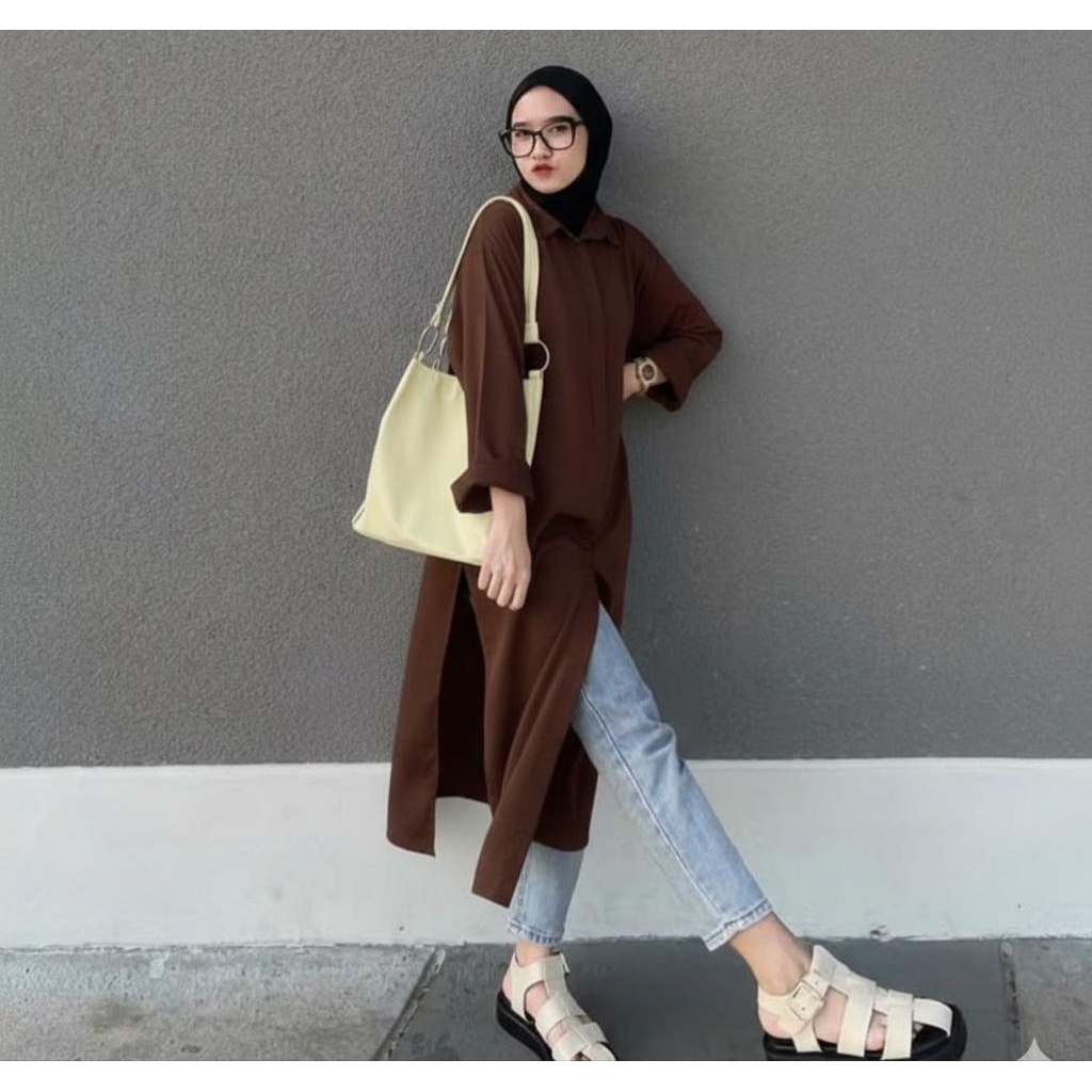 Tunik rayon polos twill kemeja tunik polos ld 120