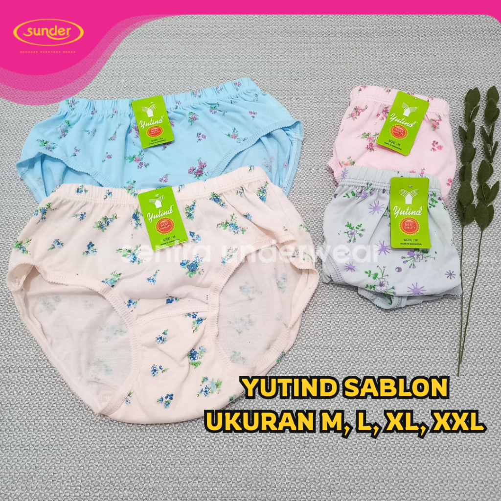 Grosir 6 Biji Yutind Celana Dalam Wanita Motif Bunga Sablon Bahan Spandek Ukuran Jumbo XXL, XL, L, M