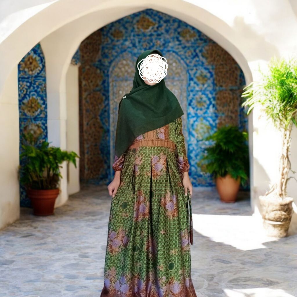 Gamis Muslimat Nu Baju Muslimat Nu Sutra Silki Hijau Tua