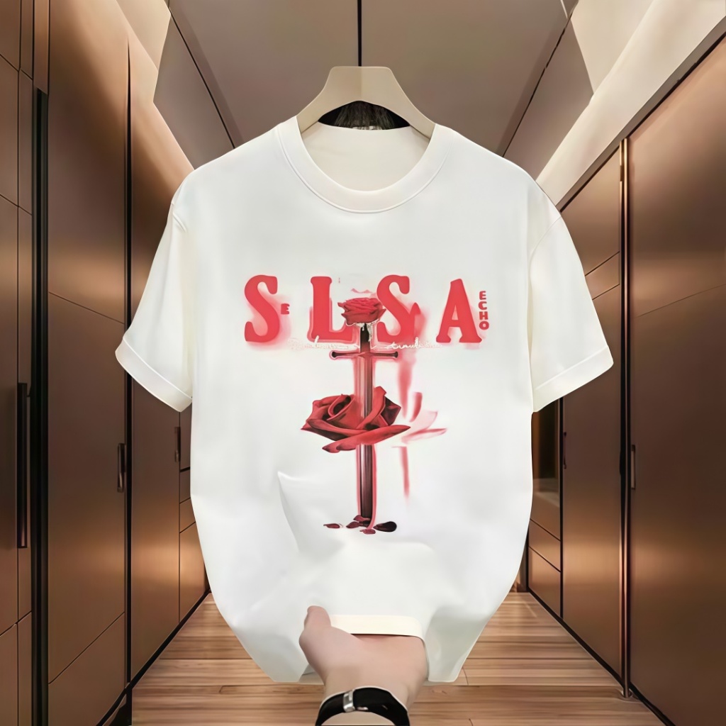 COD Kaos Pria SLSA Motif Mawar Aesthetic Katun Premium